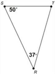 Which list gives the side lengths of the triangle in order from shortest to longest a. ∠r, ∠s, ∠t b.