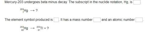 Mercury-203 undergoes beta minus decay. the subscript in the nuclide notation, hg, is 203 hg →? t