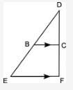 The figure shows triangle def and line segment bc, which is parallel to ef: triangle def has a poin