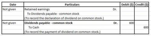 When previously declared cash dividends on common stock are paid which account would the corporation