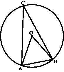In a circle whose center is o, arc ab contains 100. find the number of degrees in angle abo. a)50 b)