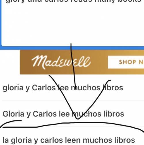 Choose the best translation of the following sentence. gloria and carlos read many books. gloria y c