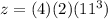 z=(4)(2)(11^{3})