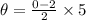 \theta= \frac{0-2}{2}\times5