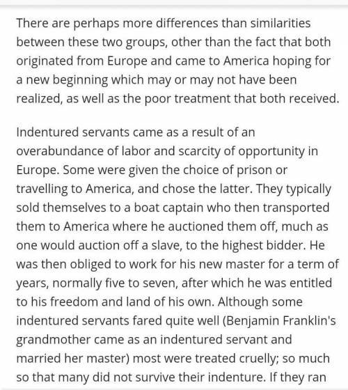 What’s the difference between immigration and indentured ser ente?
