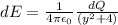 dE = \frac{1}{4\pi\epsilon_0}\frac{dQ}{(y^2 + 4)}