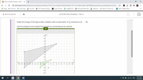 Graph the image of the figure after a dilation with a scale factor of 1/3 centered at (1, −2) . use