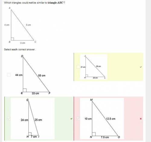 Which triangles could not be similar to triangle abc ?
