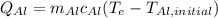 Q_{Al}=m_{Al}c_{Al}(T_{e}-T_{Al,initial})