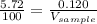 \frac{5.72}{100} =\frac{0.120}{V_{sample}}