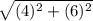 \sqrt{( 4 )^{2} + ( 6 )^{2} }