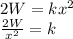 2W=kx^2\\\frac{2W}{x^2}=k