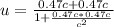 u = \frac{0.47c+0.47c}{1+\frac{0.47c*0.47c}{c^2}}