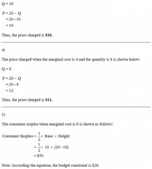 Suppose market demand for a product is given by the equation p = 20 – q. for this market demand curv