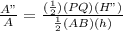 \frac{A"}{A}=\frac{(\frac{1}{2})(PQ)(H")}{\frac{1}{2}(AB)(h) }