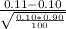 \frac{0.11 - 0.10}{\sqrt{\frac{0.10*0.90}{100} } }