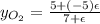 y_{O_{2}}=\frac{5+(-5)\epsilon}{7+\epsilon}