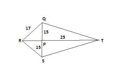 Kite qrst has a short diagonal of qs and a long diagonal of rt. the diagonals intersect at point p.