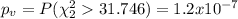 p_v =P(\chi^2_{2}31.746)=1.2x10^{-7}