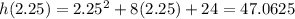 h(2.25)= 2.25^{2}+8(2.25)+24=47.0625