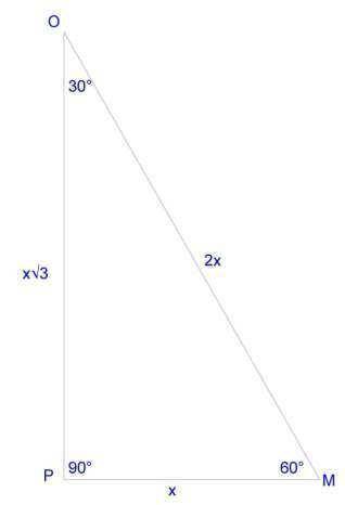 Solve the following problems: bgiven:  ∆mop p∆mop =12+4 3  m∠p = 90°, m∠m = 60° find:  mo