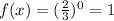 f(x) =(\frac{2}{3})^{0}=1
