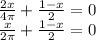 \frac{2x}{4 \pi } + \frac{1-x}{2} =0 \\ &#10; \frac{x}{2 \pi } + \frac{1-x}{2} = 0