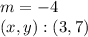 m = -4\\(x, y) :( 3,7)