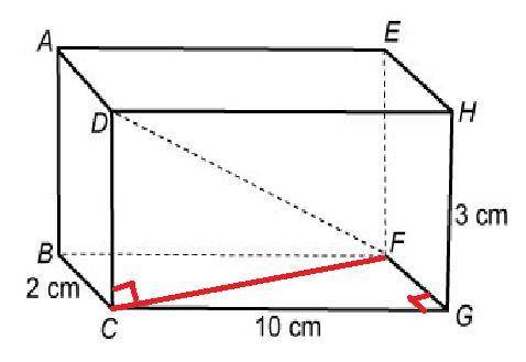 Aright rectangular prism is shown. what is the length of df to the nearest tenth of a centimeter?  d
