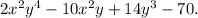 2x^2y^4 - 10x^2y + 14y^3 - 70.
