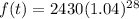 f(t) = 2430(1.04)^{28}