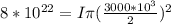 8*10^{22} = I \pi(\frac{3000*10^3}{2})^2