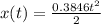 x(t) = \frac{0.3846t^{2} }{2}