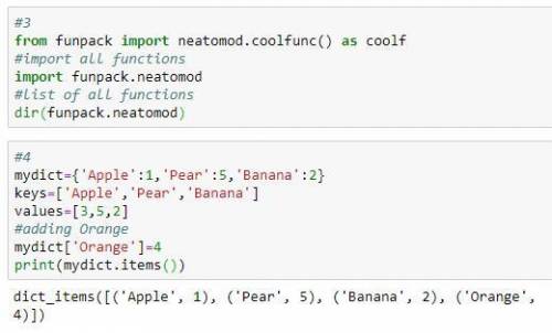 4. write the command to import the coolfunc() function from the neatomod module in the funpack packa