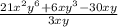 \frac{21x^{2}y^{6}+6xy^{3}-30xy}{3xy}