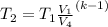 T_{2} = T_{1} \frac {V_{1}}{V_{4}}^{(k-1)}