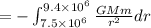 =-\int_{7.5\times 10^6}^{9.4\times 10^6}\frac{GMm}{r^2}dr