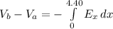 V_{b} - V_{a} =-\int\limits^{4.40}_{0} {E_{x} } \, dx