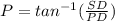 P=tan^{-1}(\frac{SD}{PD})