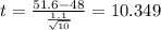 t=\frac{51.6-48}{\frac{1.1}{\sqrt{10}}}=10.349