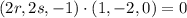 (2r, 2s, -1) \cdot (1, -2, 0) = 0