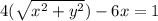 4(\sqrt{x^2+y^2})-6x=1