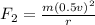 F_2=\frac{m(0.5v)^2}{r}