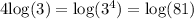 \rm 4log(3)=log(3^4)=log(81)