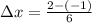 \Delta x = \frac{2-(-1)}{6}