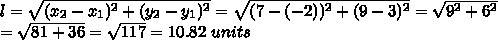 Asegment has endpoints at (−2,3)(−2,3) and (7,9)(7,9), how long is the segment?