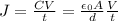 J=\frac{CV}{t}=\frac{\epsilon_0 A}{d} \frac{V}{t}