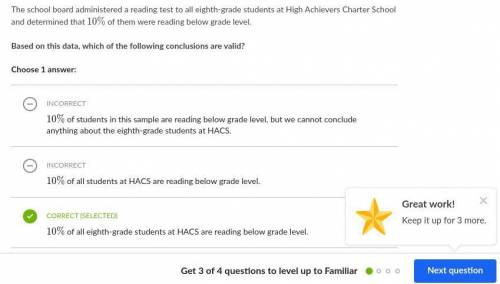The school board administered a reading test to all eighth-grade students at high achievers charter
