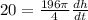 20 = \frac{196\pi}{4}\frac{dh}{dt}