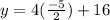 y=4(\frac{-5}{2})+16